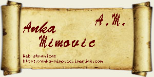 Anka Mimović vizit kartica